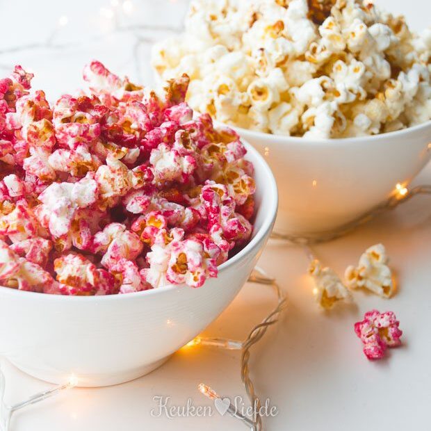 Roze zoete popcorn - Keukenliefde